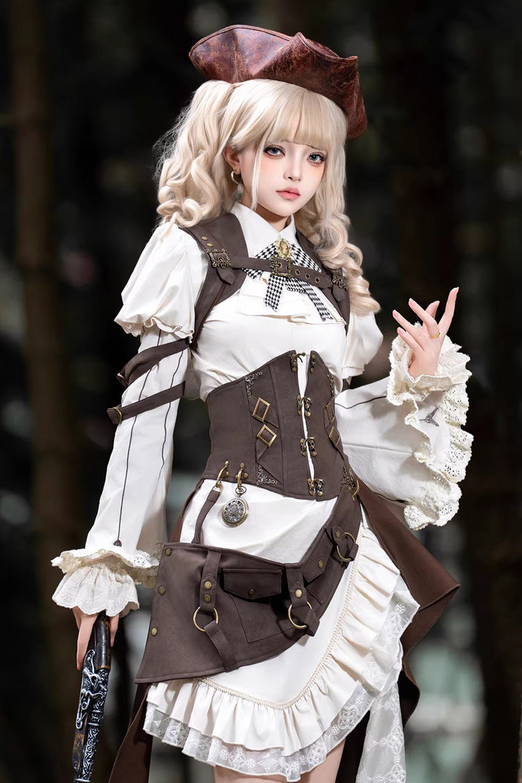Ruffled Lolita Skirt - Time Capsule Pirate Style, 2 Colors, Long Sleeves, Gothic Style - additional product view 2