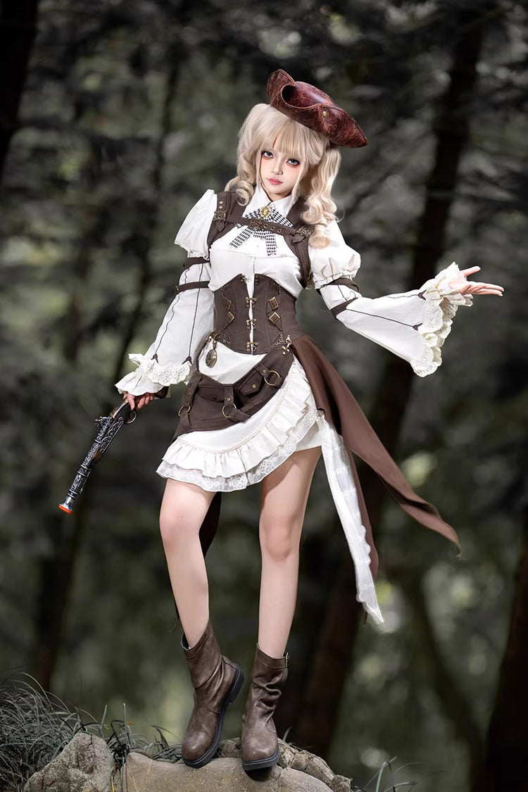 Ruffled Lolita Skirt - Time Capsule Pirate Style, 2 Colors, Long Sleeves, Gothic Style - additional product view 7