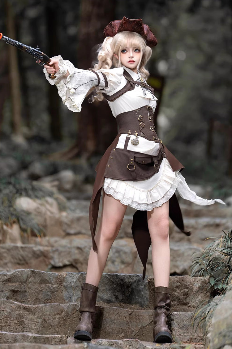 Ruffled Lolita Skirt - Time Capsule Pirate Style, 2 Colors, Long Sleeves, Gothic Style - additional product view 8