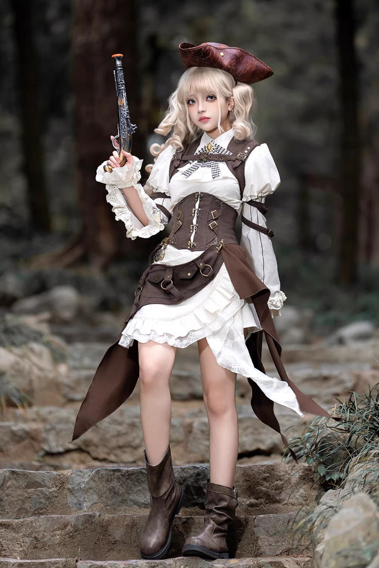 Ruffled Lolita Skirt - Time Capsule Pirate Style, 2 Colors, Long Sleeves, Gothic Style - additional product view 9