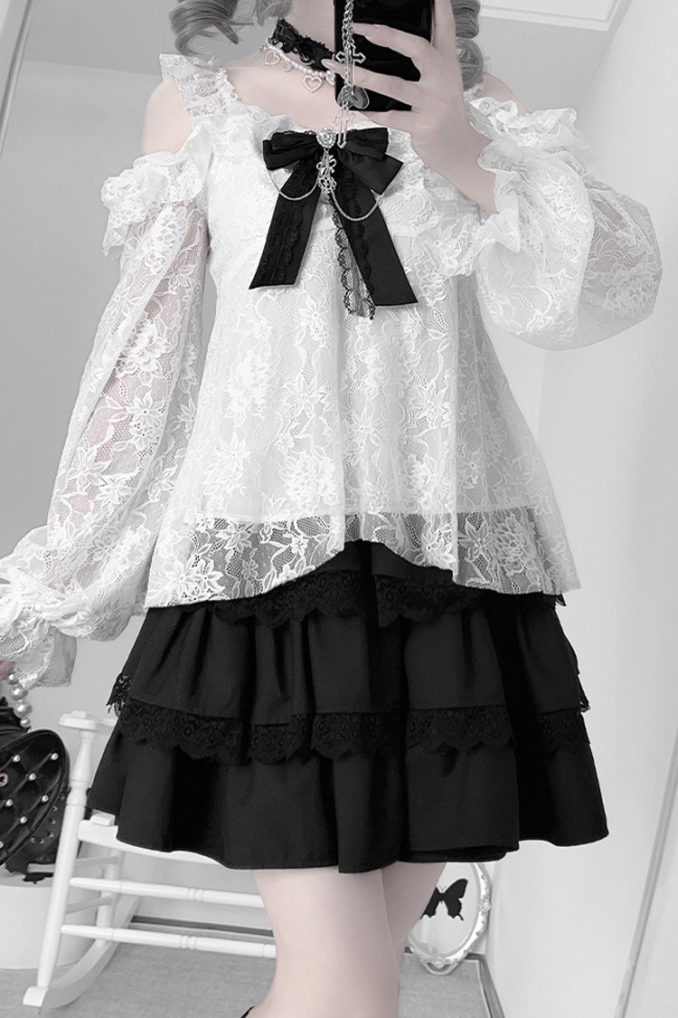 Ruffled Lolita Skirt - Triple-layered, Black, Ruffled, Lace Trim - additional product view 3