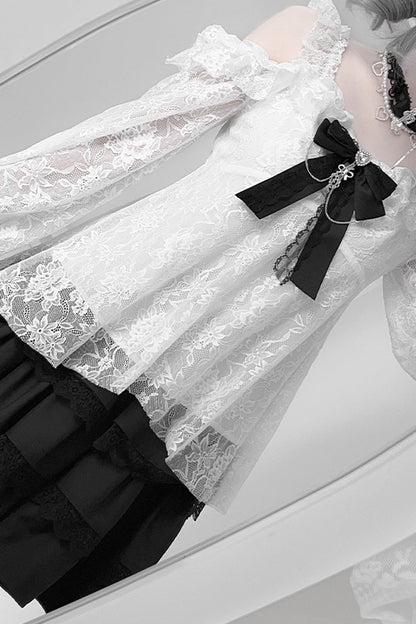 Ruffled Lolita Skirt - Triple-layered, Black, Ruffled, Lace Trim - additional product view 7