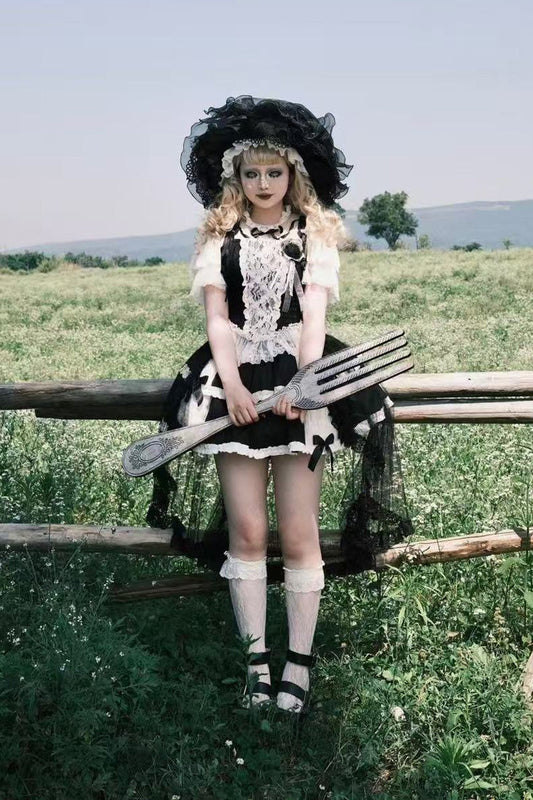 Ruffled Lolita Skirt - Twilight, Black, Gothic Style, Ballet-Inspired Style, Bow Detail - additional product view 2