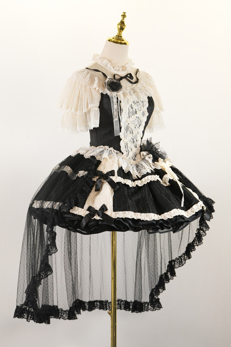 Ruffled Lolita Skirt - Twilight, Black, Gothic Style, Ballet-Inspired Style, Bow Detail - additional product view 3