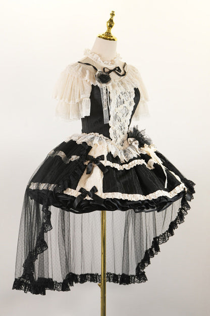 Ruffled Lolita Skirt - Twilight, Black, Gothic Style, Ballet-Inspired Style, Bow Detail - additional product view 3