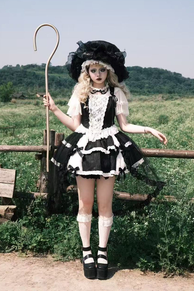 Ruffled Lolita Skirt - Twilight, Black, Gothic Style, Ballet-Inspired Style, Bow Detail - additional product view 5