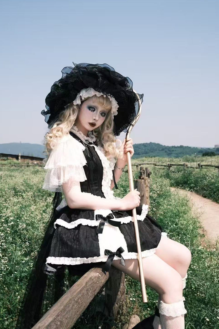 Ruffled Lolita Skirt - Twilight, Black, Gothic Style, Ballet-Inspired Style, Bow Detail - additional product view 6