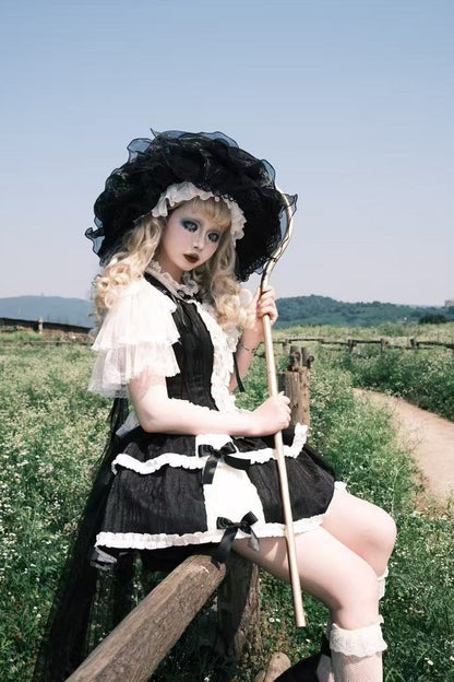 Ruffled Lolita Skirt - Twilight, Black, Gothic Style, Ballet-Inspired Style, Bow Detail - additional product view 6