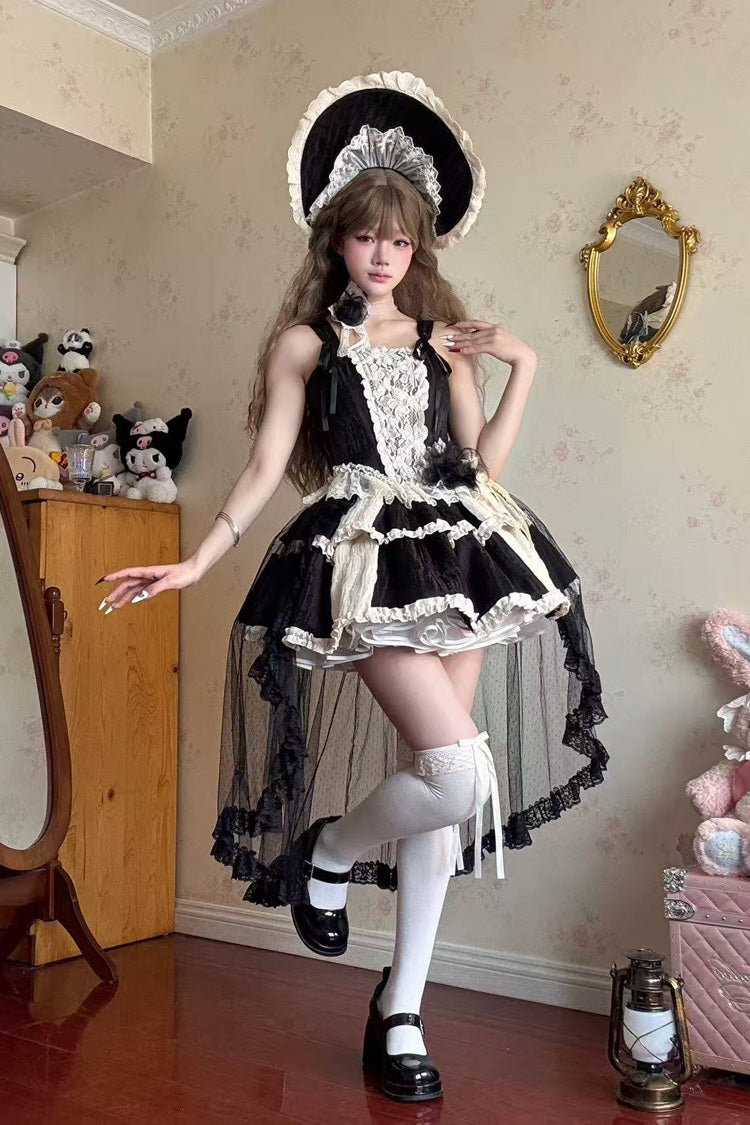 Ruffled Lolita Skirt - Twilight, Black, Gothic Style, Ballet-Inspired Style, Bow Detail - additional product view 7