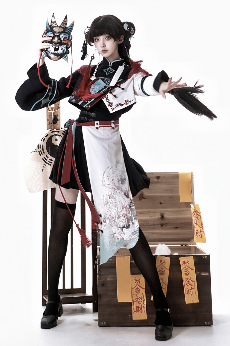 Ruffled Lolita Skirt - Walking With The Demon, Multi-Color, Chinese-Inspired Style - main product image
