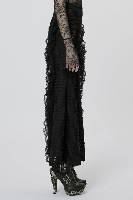 Ruffled Lolita Skirt - Wave Three-dimensional, Black, Women's Style, Gothic Style - additional product view 2