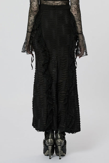 Ruffled Lolita Skirt - Wave Three-dimensional, Black, Women's Style, Gothic Style - additional product view 3