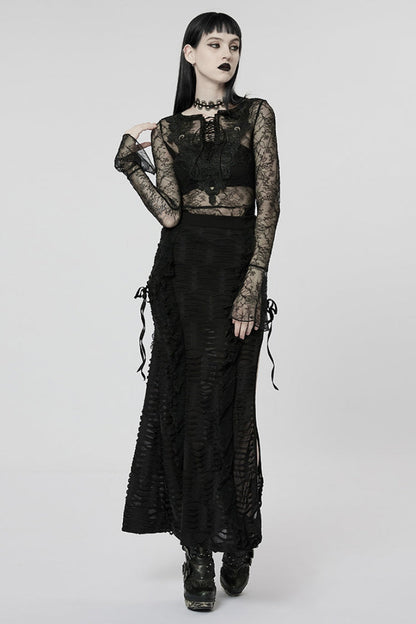 Ruffled Lolita Skirt - Wave Three-dimensional, Black, Women's Style, Gothic Style - additional product view 4