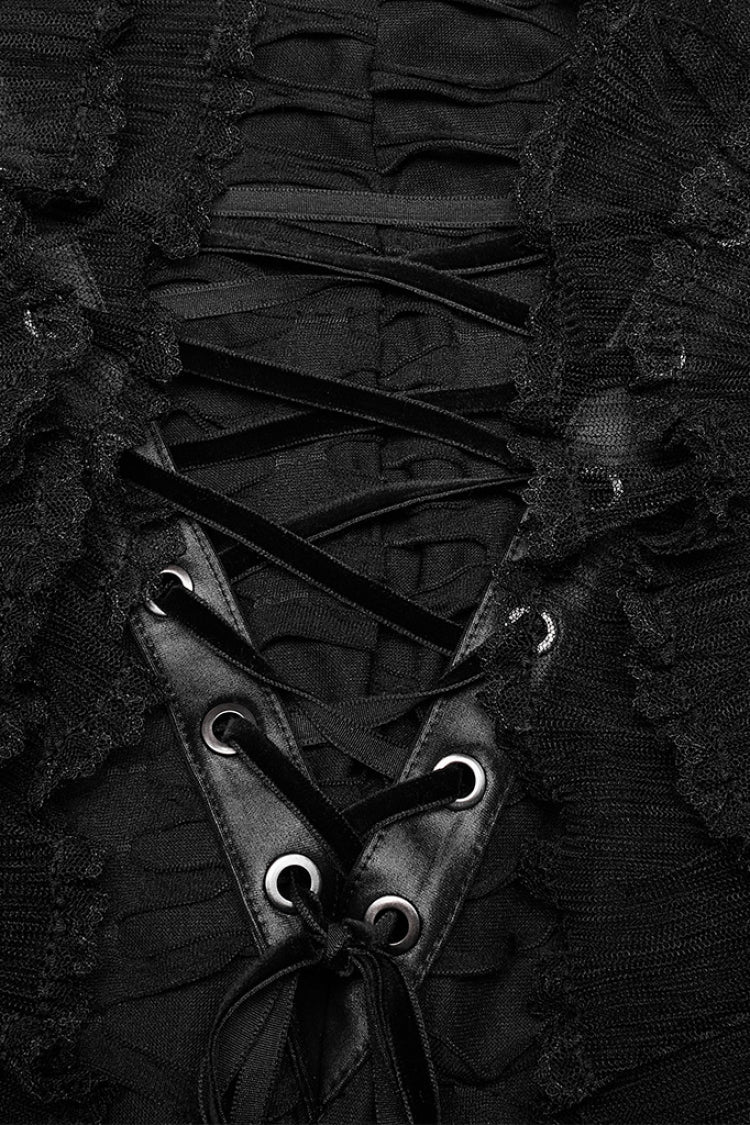 Ruffled Lolita Skirt - Wave Three-dimensional, Black, Women's Style, Gothic Style - additional product view 5