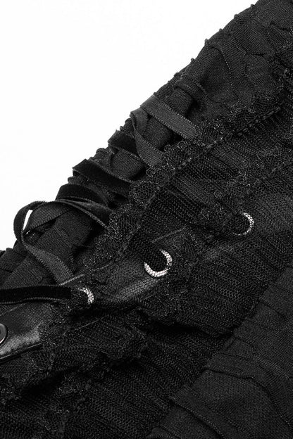 Ruffled Lolita Skirt - Wave Three-dimensional, Black, Women's Style, Gothic Style - additional product view 6