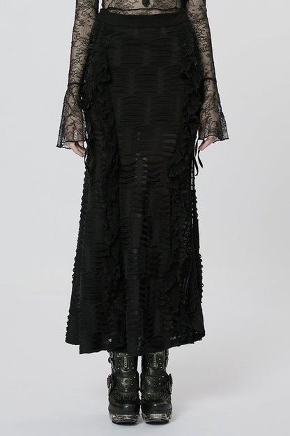 Ruffled Lolita Skirt - Wave Three-dimensional, Black, Women's Style, Gothic Style - main product image
