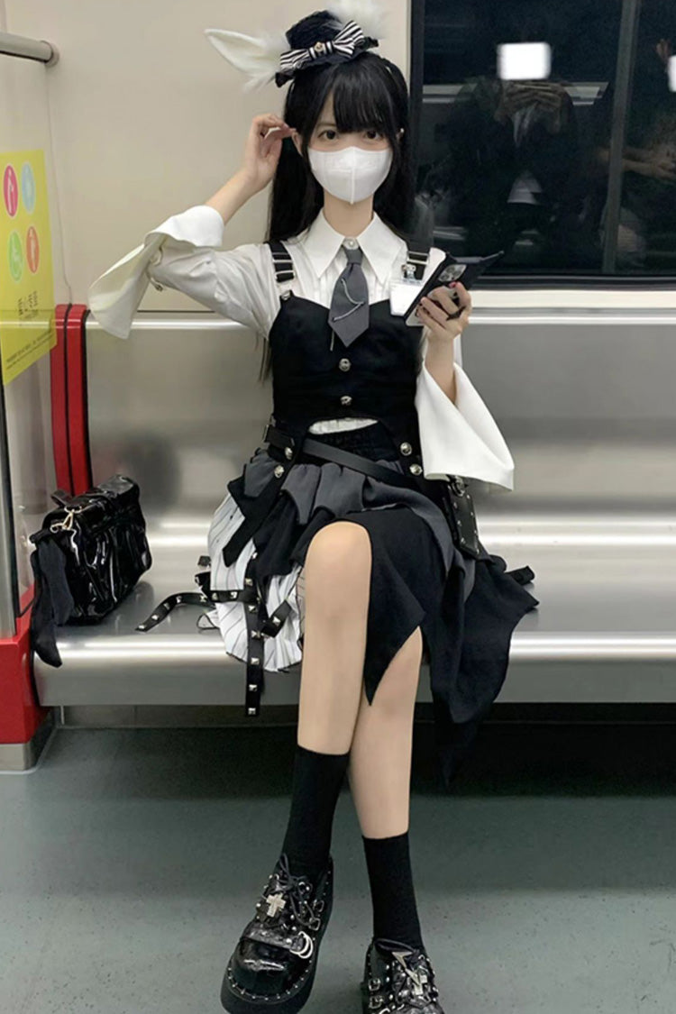 Ruffled Lolita Skirt - White/black Nsa Agent, 2 Colors, Gothic Style - additional product view 4