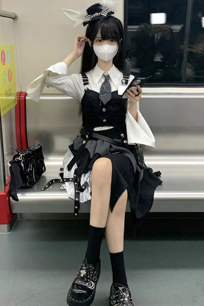 Ruffled Lolita Skirt - White/black Nsa Agent, 2 Colors, Gothic Style - additional product view 4