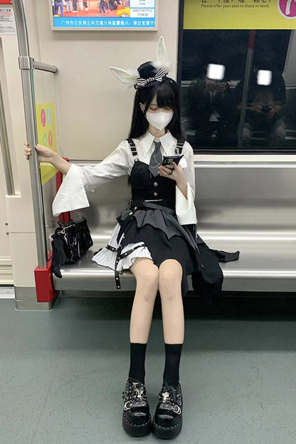 Ruffled Lolita Skirt - White/black Nsa Agent, 2 Colors, Gothic Style - additional product view 5