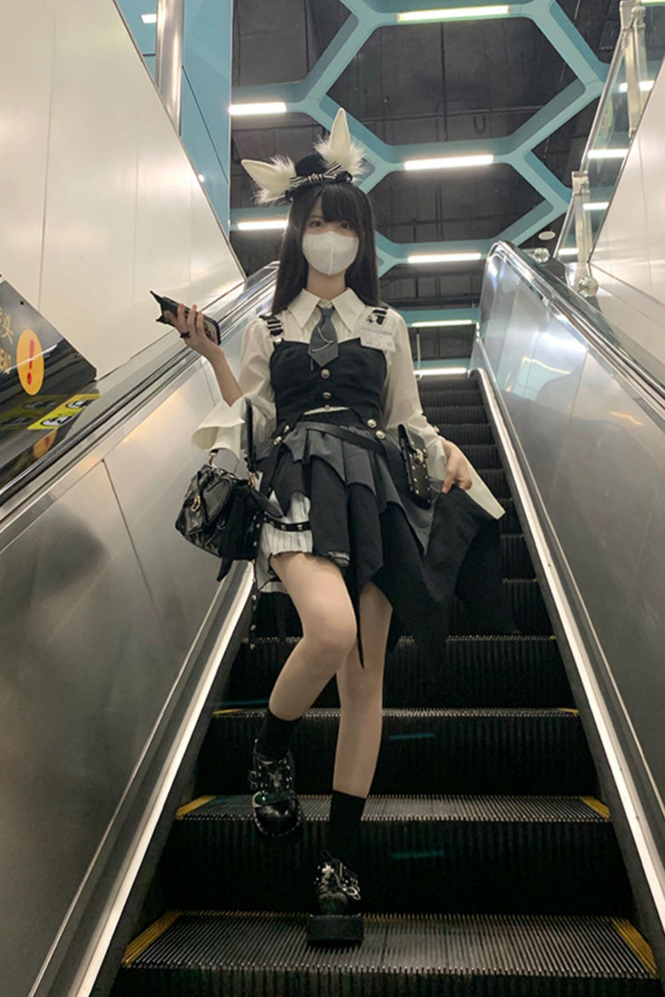 Ruffled Lolita Skirt - White/black Nsa Agent, 2 Colors, Gothic Style - additional product view 6