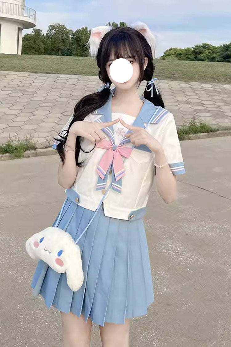 Ruffled Lolita Skirt - White/blue, 2 Colors, Sweet Style, Bow Detail, Ruffled - main product image