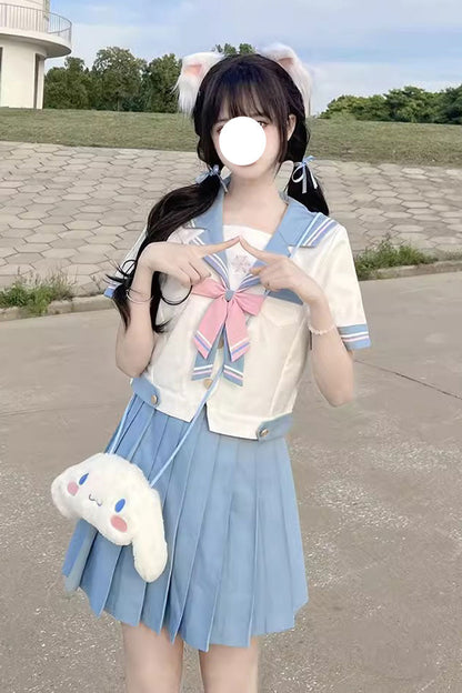 Ruffled Lolita Skirt - White/blue, 2 Colors, Sweet Style, Bow Detail, Ruffled - main product image
