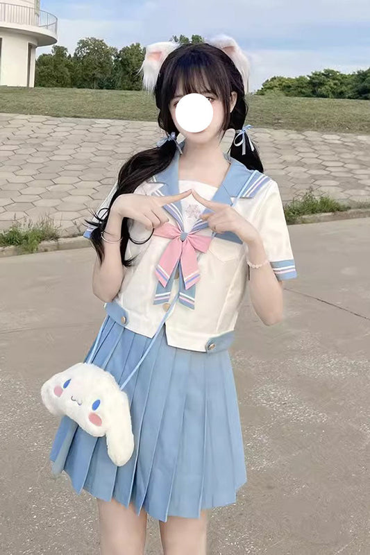 Ruffled Lolita Skirt - White/blue, 2 Colors, Sweet Style, Bow Detail, Ruffled - main product image