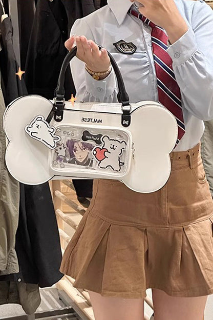 Sweet Lolita Bag - Anime Puppy Bones, White - Kawaii Daily Carry - additional product view 2