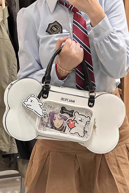 Sweet Lolita Bag - Anime Puppy Bones, White - Kawaii Daily Carry - main product image