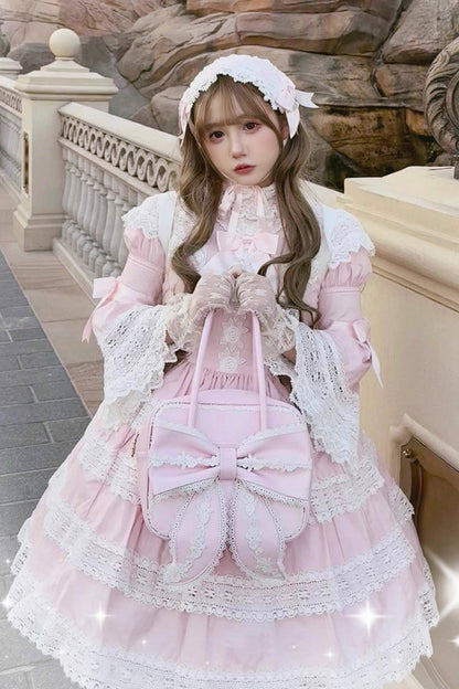 Sweet Lolita Bag - Bowknot Lace Zipper Japanese, 4 Colors, Zipper Detail, Bow Detail - additional product view 4