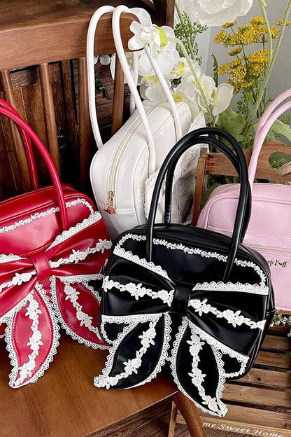 Sweet Lolita Bag - Bowknot Lace Zipper Japanese, 4 Colors, Zipper Detail, Bow Detail - additional product view 13