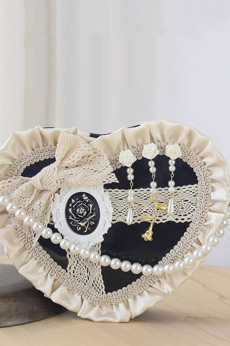 Sweet Lolita Bag - Heart, 3 Colors, Bow Detail, Lace Trim, Gothic Style - additional product view 3