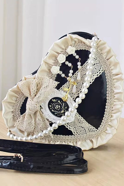 Sweet Lolita Bag - Heart, 3 Colors, Bow Detail, Lace Trim, Gothic Style - main product image