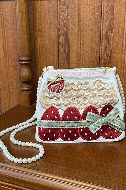Sweet Lolita Bag - Multi-color Mint Strawberry, Multi-Color, Lace Trim, Embroidered - additional product view 3