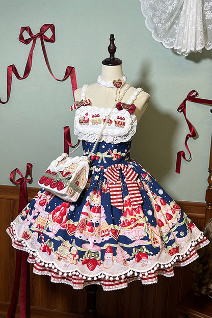Sweet Lolita Bag - Multi-color Mint Strawberry, Multi-Color, Lace Trim, Embroidered - additional product view 4