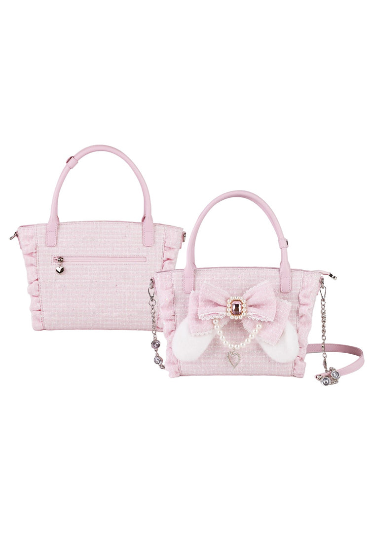 Sweet Lolita Bag - Ruffle Bowknot Zipper Pearl, 4 Colors, Zipper Detail, Ruffled - additional product view 3