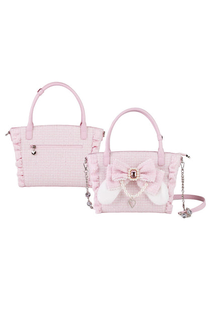 Sweet Lolita Bag - Ruffle Bowknot Zipper Pearl, 4 Colors, Zipper Detail, Ruffled - additional product view 3