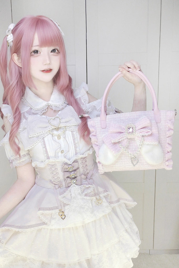Sweet Lolita Bag - Ruffle Bowknot Zipper Pearl, 4 Colors, Zipper Detail, Ruffled - additional product view 4