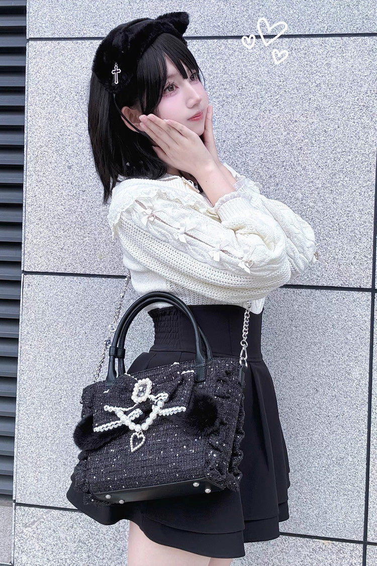 Sweet Lolita Bag - Ruffle Bowknot Zipper Pearl, 4 Colors, Zipper Detail, Ruffled - additional product view 6