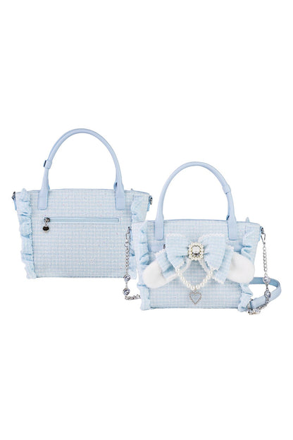Sweet Lolita Bag - Ruffle Bowknot Zipper Pearl, 4 Colors, Zipper Detail, Ruffled - One-Size Blue option