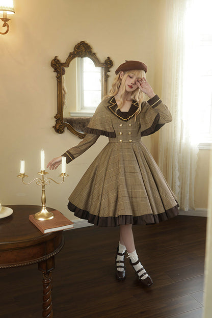 Sweet Lolita Dress - Baker Street Stories, Brown, Detachable Detail, Striped, Printed - additional product view 6