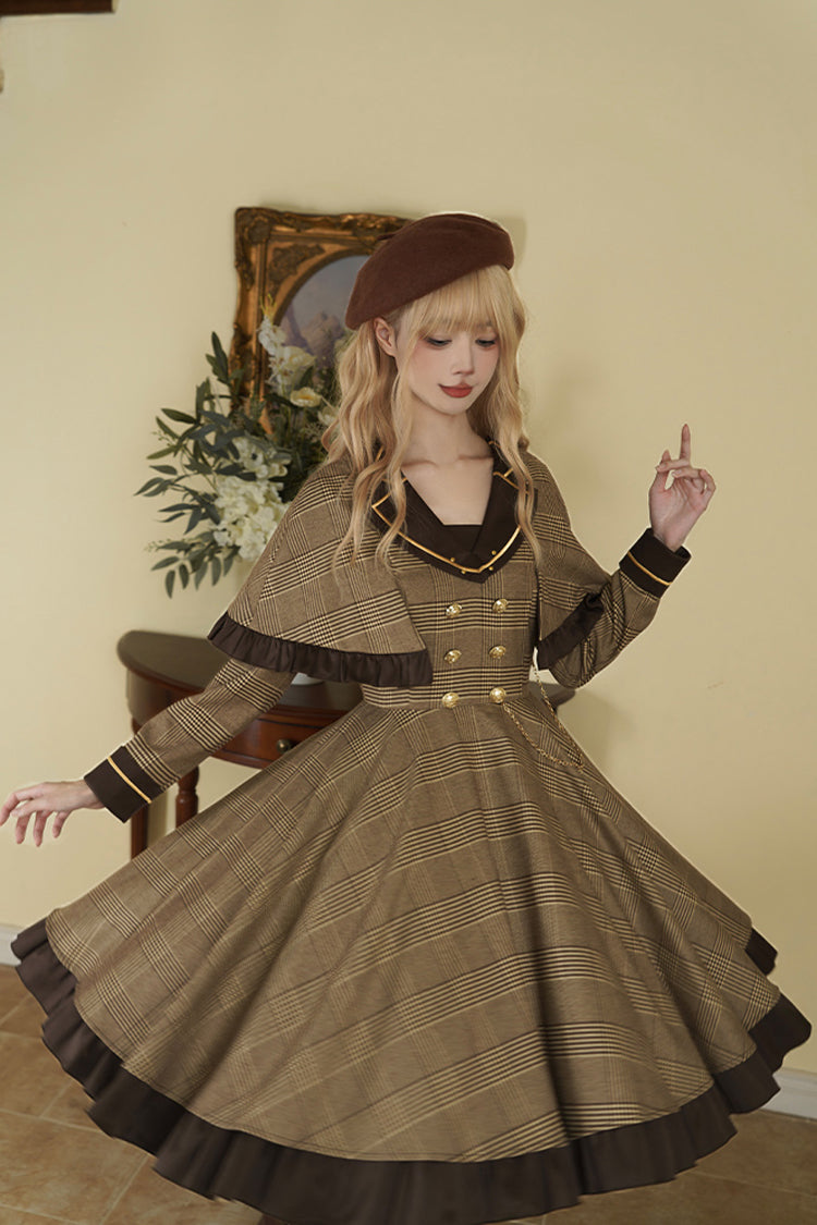 Sweet Lolita Dress - Baker Street Stories, Brown, Detachable Detail, Striped, Printed - additional product view 9