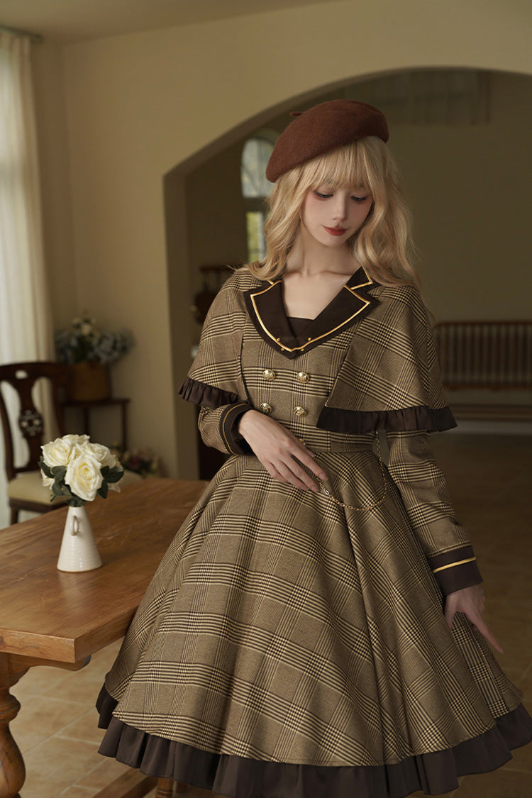 Sweet Lolita Dress - Baker Street Stories, Brown, Detachable Detail, Striped, Printed - additional product view 10