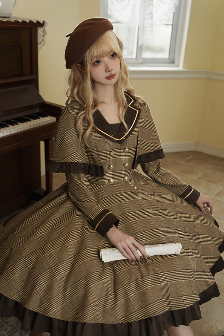Sweet Lolita Dress - Baker Street Stories, Brown, Detachable Detail, Striped, Printed - additional product view 11