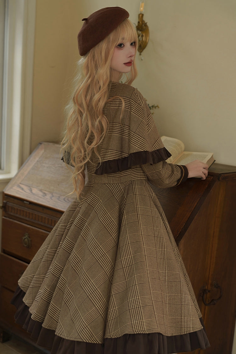 Sweet Lolita Dress - Baker Street Stories, Brown, Detachable Detail, Striped, Printed - additional product view 12