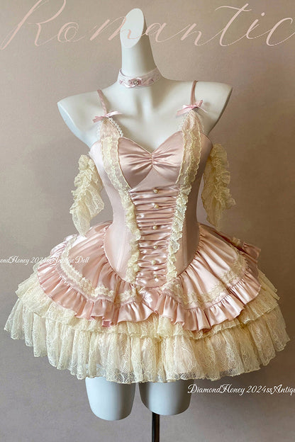 Sweet Lolita Dress - Ballet Cat, Pink, Layered, Ballet-Inspired Style, Lace Trim - additional product view 2