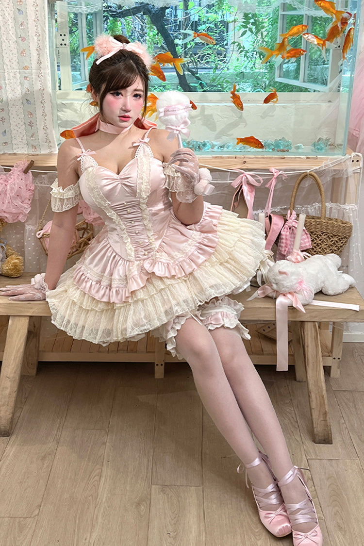 Sweet Lolita Dress - Ballet Cat, Pink, Layered, Ballet-Inspired Style, Lace Trim - additional product view 7