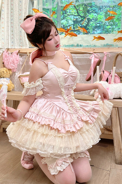 Sweet Lolita Dress - Ballet Cat, Pink, Layered, Ballet-Inspired Style, Lace Trim - additional product view 8