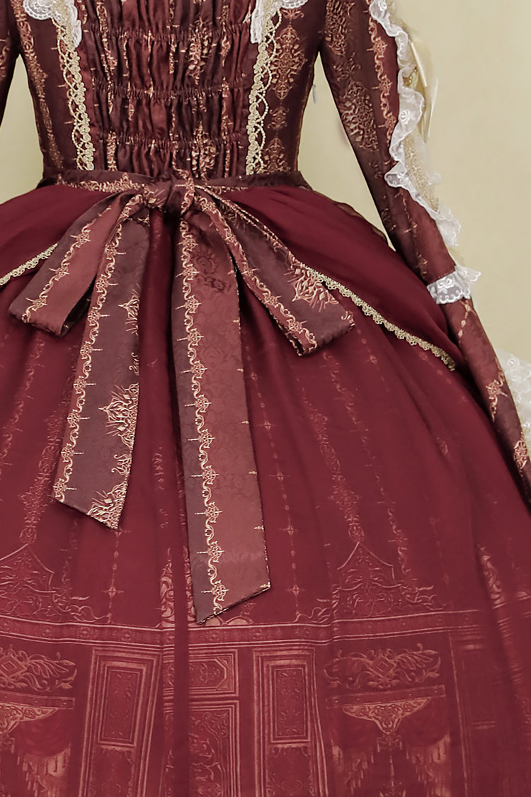 Sweet Lolita Dress - Baroque Palace Print, Red, Printed, Long Sleeves, Classic Style - additional product view 17