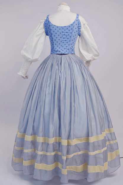 Sweet Lolita Dress - Bashu Girl, Blue, Puff Sleeves, Lace-Up, Long Sleeves - additional product view 4